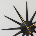 Black Metal Starburst Detail Wall Clock - 60cm x 60cm