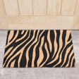 Black &amp; Natural Zebra Print Coir Door Mat