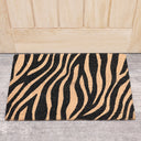 Black &amp; Natural Zebra Print Coir Door Mat