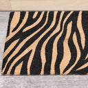 Black &amp; Natural Zebra Print Coir Door Mat