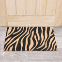Black &amp; Natural Zebra Print Coir Door Mat