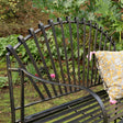 Large Ornate Black Metal Garden Bench 103cm