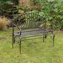Large Ornate Black Metal Garden Bench 103cm