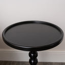 Black Painted Round Wooden Bobble Side Table - 45cm x 56.5cm