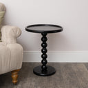 Black Painted Round Wooden Bobble Side Table - 45cm x 56.5cm