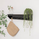 Black Painted Scalloped Edge Coat Peg Rail Hooks with Shelf - 100cm