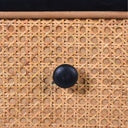 Black &amp; Rattan 2 Drawer Bedside Table