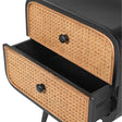 Black &amp; Rattan 2 Drawer Bedside Table
