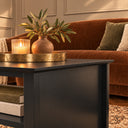 Black Reeded Four Drawer One Shelf Rectangular Coffee Table - Hales Black Range