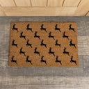 Black Reindeer Detail PVC Backed Coir Doormat 60cm x 40cm