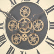 Black, White &amp; Gold Cog Detailed Clock with Natural Wooden Frame - 50cm x 50cm