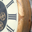 Black, White &amp; Gold Cog Detailed Clock with Natural Wooden Frame - 50cm x 50cm
