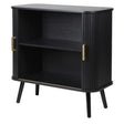 Black Wooden Slatted 2 Door Sliding Sideboard