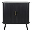 Black Wooden Slatted 2 Door Sliding Sideboard