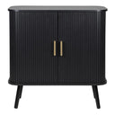 Black Wooden Slatted 2 Door Sliding Sideboard