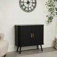 Black Wooden Slatted 2 Door Sliding Sideboard