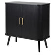 Black Wooden Slatted 2 Door Sliding Sideboard