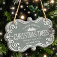 Blue &amp; White Christmas Trees Hanging Sign - 18cm x 10.5cm