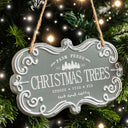 Blue &amp; White Christmas Trees Hanging Sign - 18cm x 10.5cm