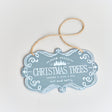 Blue &amp; White Christmas Trees Hanging Sign - 18cm x 10.5cm