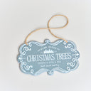 Blue &amp; White Christmas Trees Hanging Sign - 18cm x 10.5cm
