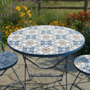 Blue, White &amp; Orange Mosaic Garden Table &amp; Chairs Set