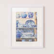 Blue & White Porcelain Pottery Detailed Wall Framed Print - 40cm x 50cm