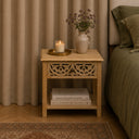 Bohemian Natural Mango Wood Bedside Table - Freya Wood Range