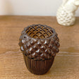 Brown Glass Autumn Acorn Candle Holder 9cm
