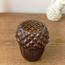 Brown Glass Autumn Acorn Candle Holder 9cm