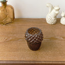 Brown Glass Autumn Acorn Candle Holder 9cm