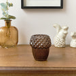 Brown Glass Autumn Acorn Candle Holder 9cm