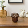 Brown Glass Autumn Acorn Candle Holder 9cm
