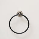 Chrome Silver and Black Towel Ring 18cm