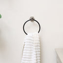 Chrome Silver and Black Art Deco Towel Ring