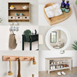 Country Hallway Clearance Bundle - Shoe Bench, Wall Cabinet, Mirror, Basket, Wall Hooks & Tray
