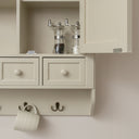 Cream Wall Mounted Cupboard with hooks - Lyon Range
