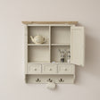 Cream Wall Mounted Cupboard with hooks - Lyon Range