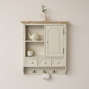 Cream Wall Mounted Cupboard with hooks - Lyon Range