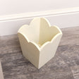 Cream Wooden Scalloped Edge Waste Paper Bin