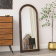 Dark Arched Wood &amp; Gold Framed Wall &amp; Leaner Mirror - 166cm x 70cm