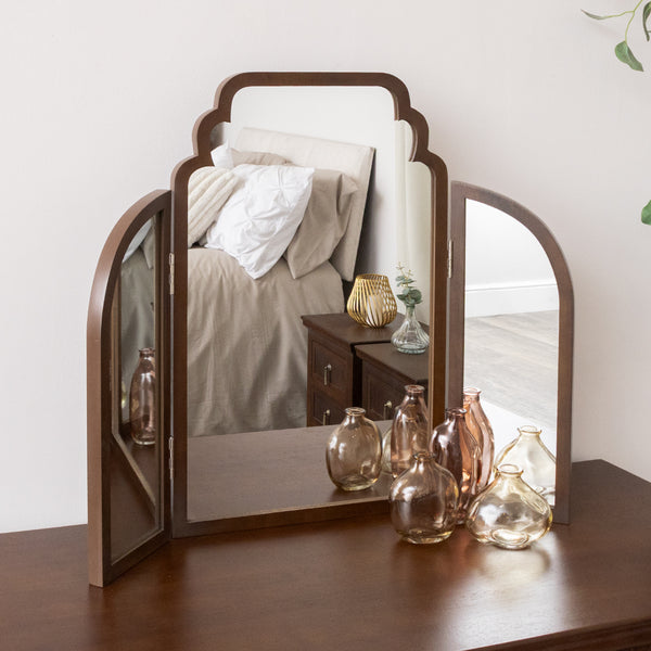 dressing table with mirror brown Dark Wooden Arched Jewel Neck Lace Wedding SHIMMER Size:XL | in stock The vanity desk with