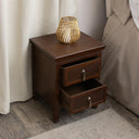Dark Brown Wooden Reeded 2 Drawer Bedside Table - Georgian Range