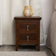 Dark Brown Wooden Reeded 2 Drawer Bedside Table - Georgian Range