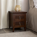 Dark Wood Reeded 2 Drawer Bedside Table - Georgian Range