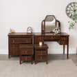 Dark Brown Wooden Reeded Chest of 3 Drawers, Dressing Table, Mirror Set &amp; Pair of Bedside Tables - Georgian Range