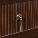 Dark Brown Wooden Reeded Chest of 3 Drawers, Dressing Table, Mirror Set &amp; Pair of Bedside Tables - Georgian Range