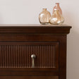 Dark Brown Wooden Reeded Chest of 3 Drawers, Dressing Table, Mirror Set &amp; Pair of Bedside Tables - Georgian Range