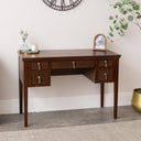 Dark Brown Wooden Reeded Dressing Table - Georgian Range