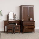 Dark Brown Wooden Reeded Wardrobe, Dressing Table, Mirror Set, Chest of 3 Drawers &amp; Pair of Bedside Tables - Georgian Range